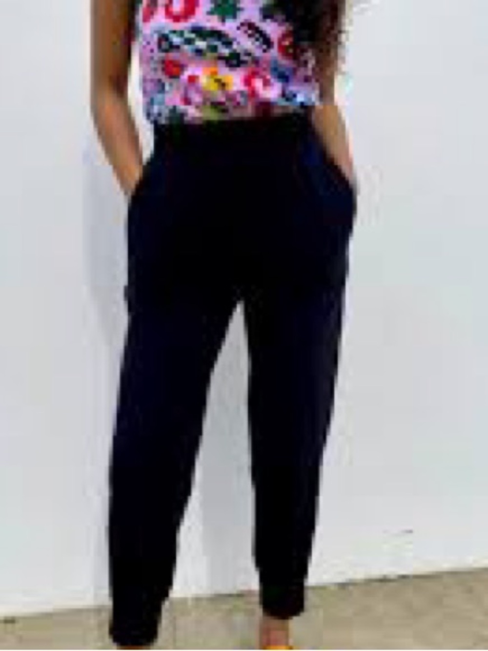 High-Waist Tapered Women's Pants in navy blue